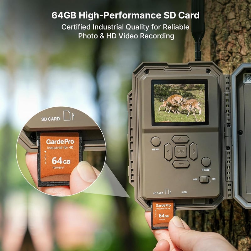GardePro X66 Pro Cellular Trail Camera (Non-WiFi), 7800mAh Battery, 64GB SD Card Included, Live View, Instant Alerts, Shared Data Plan, Built-in GPS, Motion Detection - Image 5